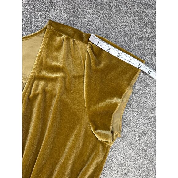 See and Be Seen Velvet Dress Maxi Short Sleeve Holiday Gold Size Small - Picture 6 of 7